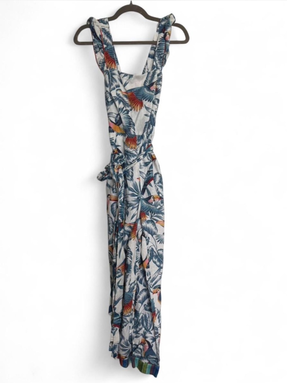 Farm Rio XS Women’s Tropical Print Jumpsuit - Blue & Orange